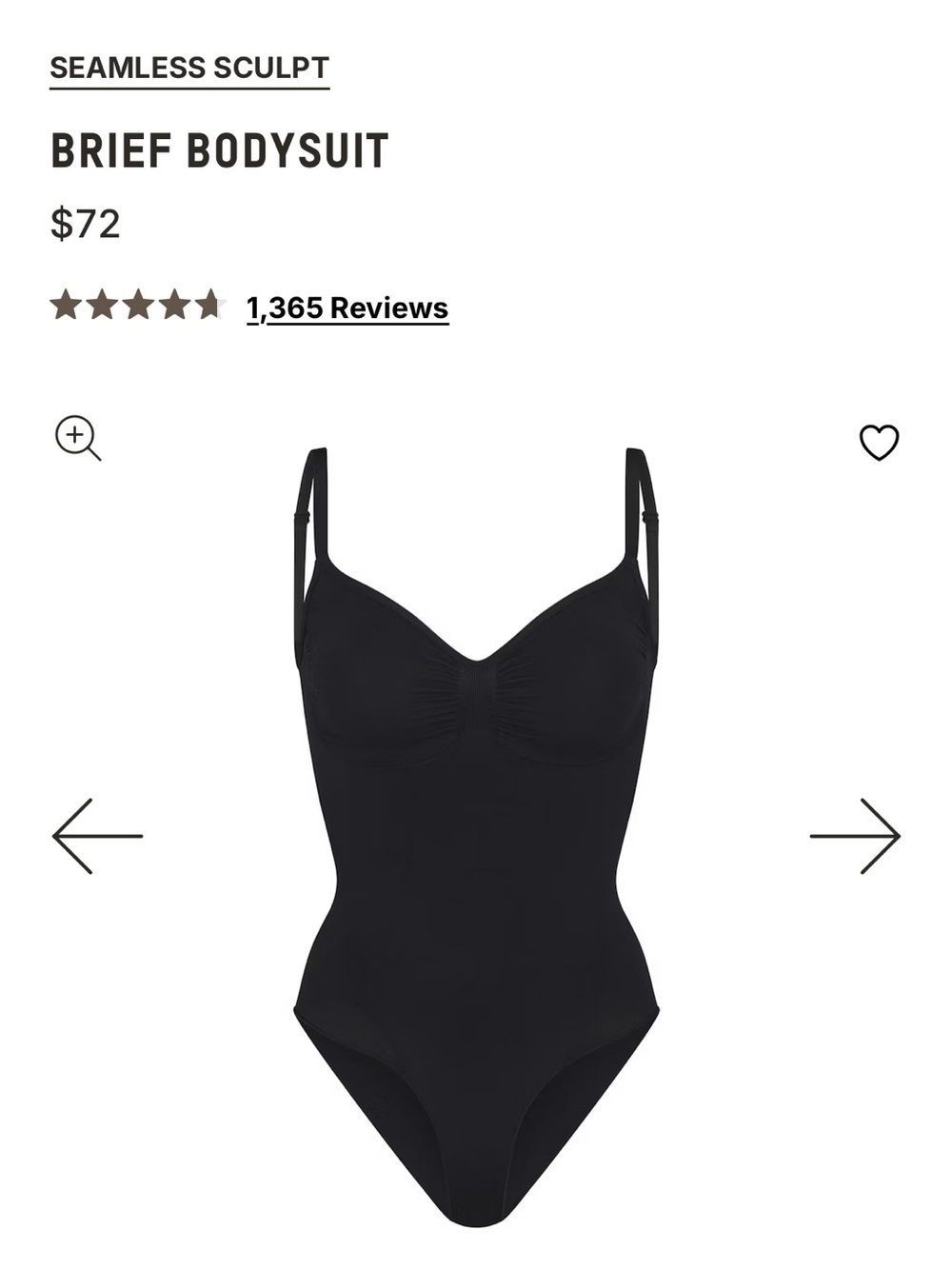 SKIMS Black Seamless Support Bodysuit